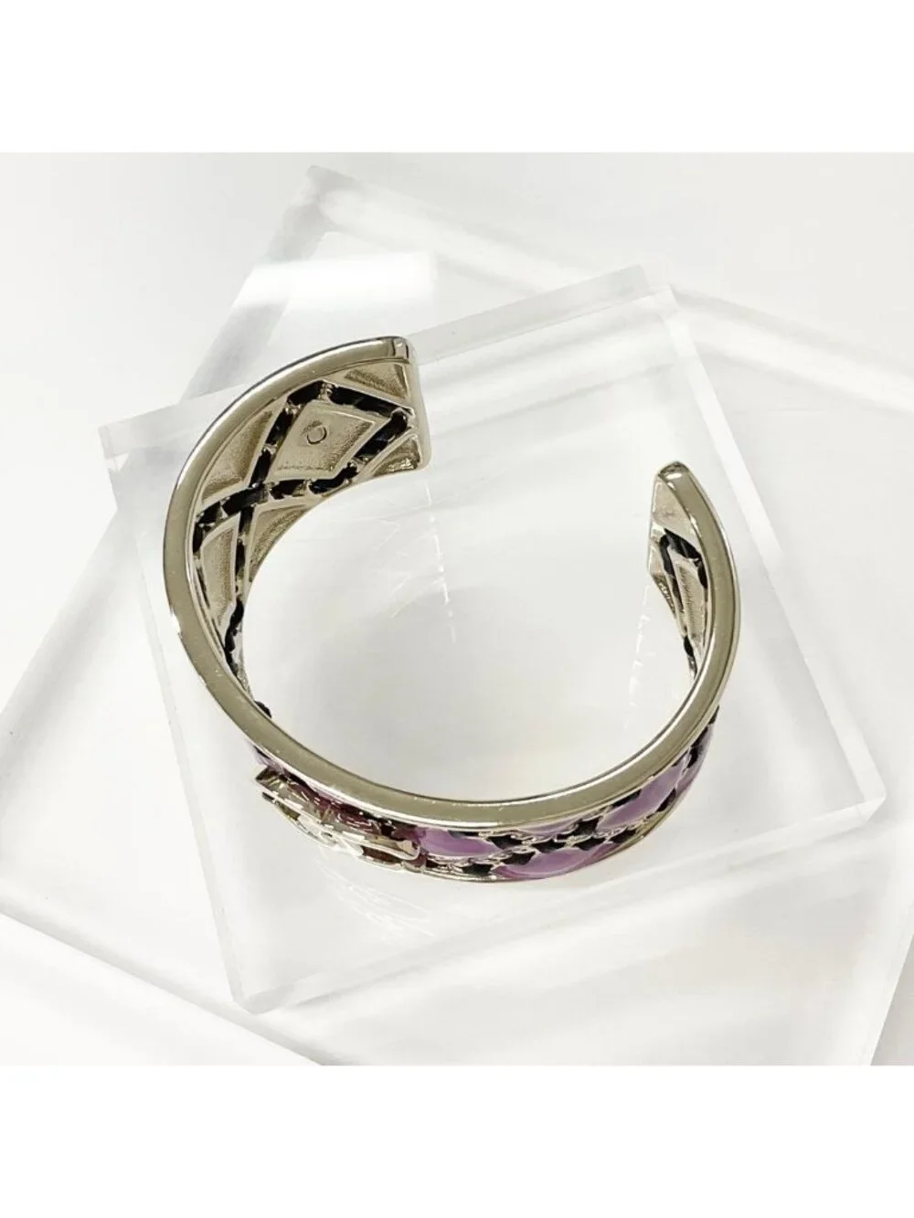 Chanel CC Logo Chain Bangle Bracelet Purple Gold